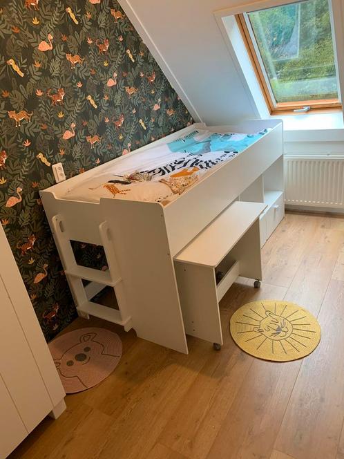 Hoogslaper met bureau en 2 lades, Kinderen en Baby's, Kinderkamer | Stapelbedden en Hoogslapers, Zo goed als nieuw, Hoogslaper