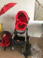 Stokke Crusi kinderwagen rood + Maxi-Cosi - Complete set!, Verstelbare duwstang, Zo goed als nieuw, Combiwagen, Ophalen