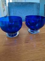 Blauwe Glazen Schaaltjes - Set van 2, Schaal, Rond, Ophalen of Verzenden, Glas