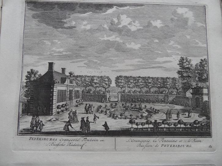 81 Nigtevecht Petersburg Kopergravure 1719, Antiek en Kunst, Kunst | Etsen en Gravures, Ophalen of Verzenden