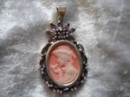 Mooie Zilveren Camee Hanger met Amethisten, Verzenden, Zilver, Hanger, Met edelsteen