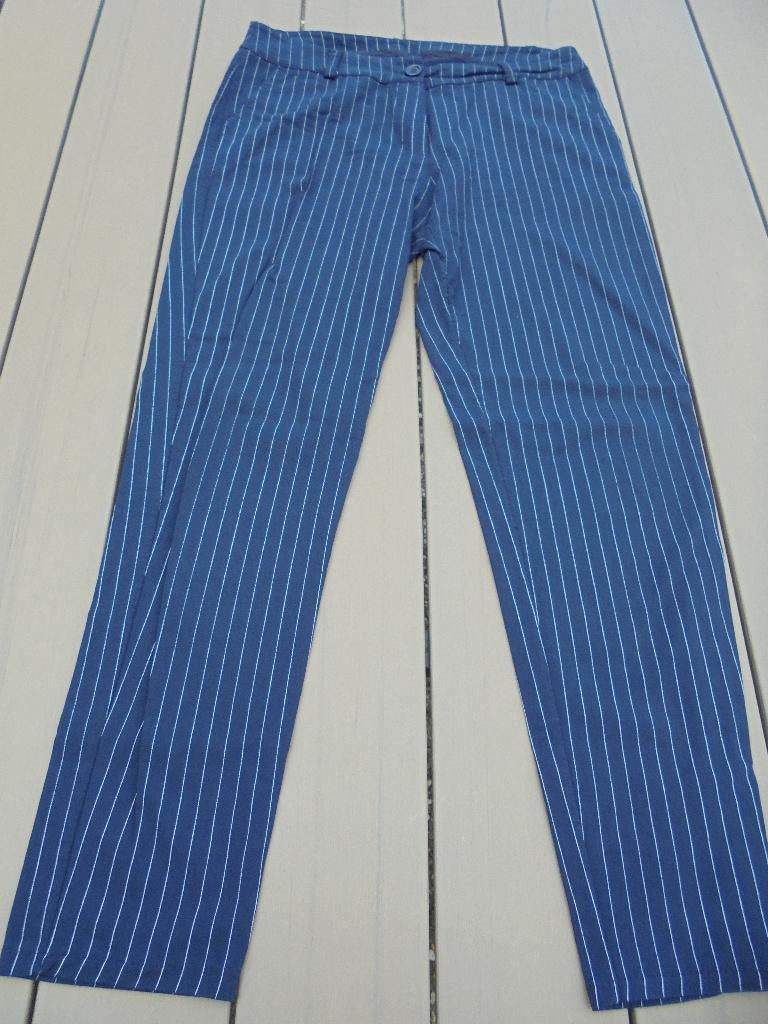 Blauw met witte streep broek [tregging], Blauw, Maat 46/48 (XL) of groter, Ophalen of Verzenden, Lang