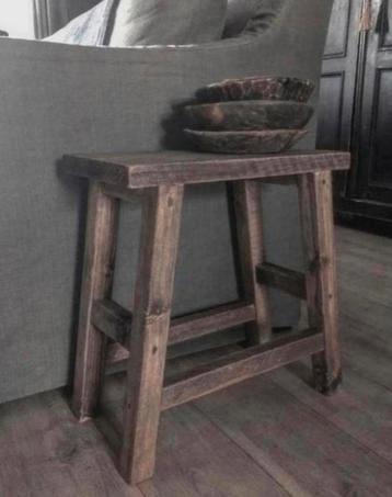 ~Stoer Sober Landelijk Houten Krukje/Bankje~ beschikbaar voor biedingen