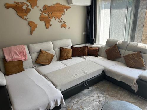 witte loungebank, Huis en Inrichting, Banken | Complete zithoeken, Gebruikt, Hout, Stof, Ophalen