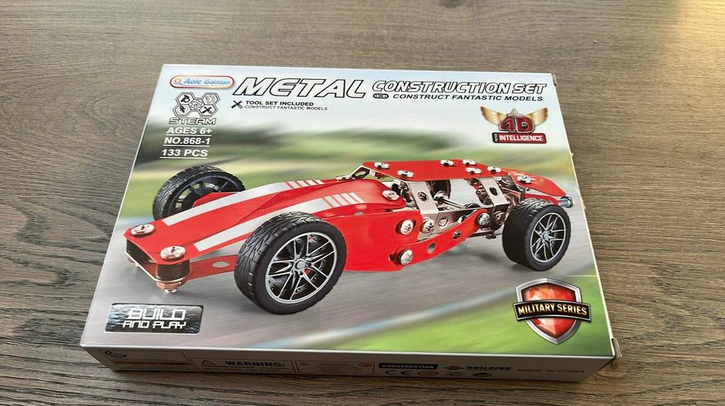 Metal construction set racaauto model, Overige merken, Auto, Groter dan 1:32, Ophalen of Verzenden