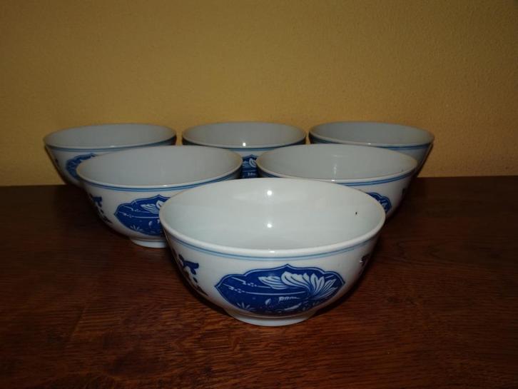 6 Chinese Sluierstaartgoudvisen rijst/soepkommen, Huis en Inrichting, Keuken | Servies, Zo goed als nieuw, Kom(men), Overige stijlen