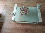 Salontafel glas en chroom, Ophalen, 50 tot 100 cm, 50 tot 100 cm, Modern