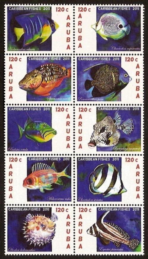 Aruba 543/52 postfris Vissen 2011, Postzegels en Munten, Postzegels | Nederlandse Antillen en Aruba, Postfris, Verzenden