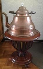 Decoratieve rood koperen zakketel + mahoniehouten onderstel., Antiek en Kunst, Antiek | Koper en Brons, Ophalen, Koper