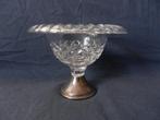 Glazen / kristal coupe / schaaltje op zilveren voet d. 14,9, Ophalen of Verzenden, Zilver