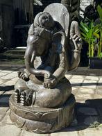 Handgemaakt Gekleurd Ganesha Tuinbeeld van Lavasteen 95cm, Tuin en Terras, Nieuw, Steen, Overige typen, Verzenden