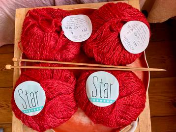 Rode Breiwol met Mohair - 4 Bollen beschikbaar voor biedingen