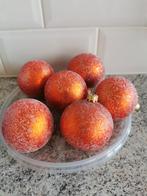 Mat glazen oranje kerstballen met frost glittertje, Diversen, Kerst, Ophalen, Gebruikt