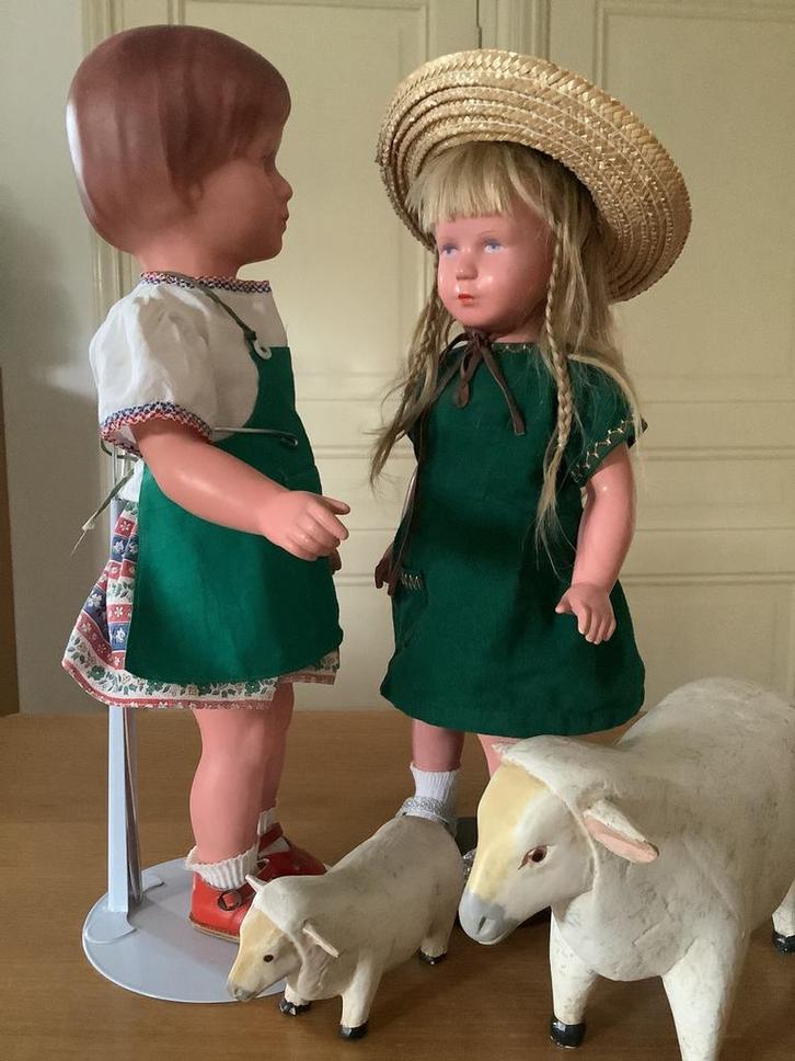 Kathe Kruse schildpad dubbel gemerkt.T 46 en T 40.  1956/60, Verzamelen, Poppen, Zo goed als nieuw, Pop, Ophalen of Verzenden