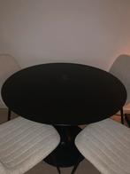 Zwarte Jysk tafel + 4 Leenbakker stoelen, Huis en Inrichting, Tafels | Eettafels, Ophalen, Kunststof, 100 tot 150 cm, Rond