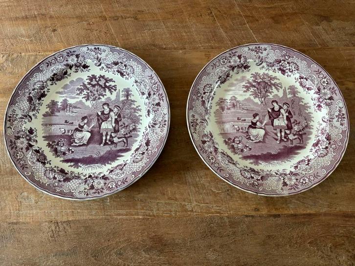 Petrus Regout Ruth&Boaz Borden - 2 Stuks Antiek Servies, Antiek en Kunst, Antiek | Servies los, Ophalen of Verzenden