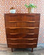 Vintage Deens design ladekast teakhout Klaus Okholm, Vintage design, 5 laden of meer, Teakhout, Zo goed als nieuw