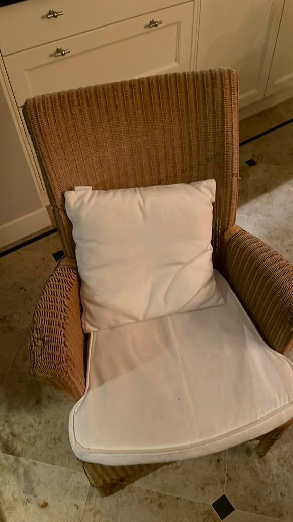 6x eettafel stoel (lloyd loom), Huis en Inrichting, Fauteuils, Gebruikt, Riet of Rotan, 50 tot 75 cm, Minder dan 75 cm, Ophalen