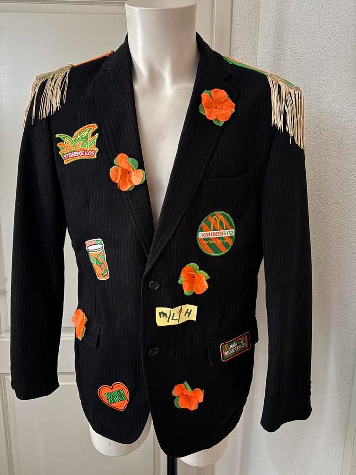 (H) Kruikenstad Colbert/Jas M/L  epauletten carnaval, Kleding | Heren, Kostuums en Colberts, Zo goed als nieuw, Maat 48/50 (M)