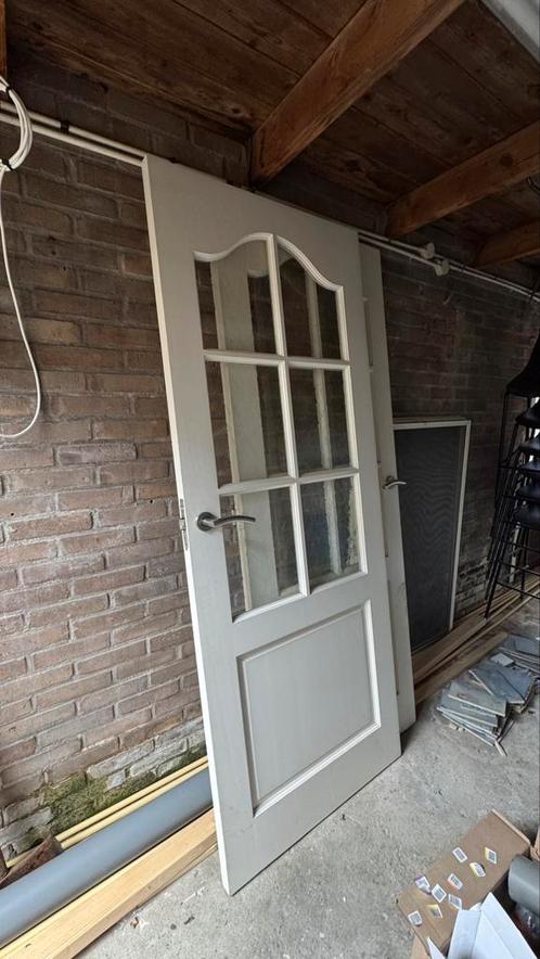 Stompe deuren wit jaren 60 met ruiten, Doe-het-zelf en Verbouw, Deuren en Horren, Gebruikt, Binnendeur, 200 tot 215 cm, 80 tot 100 cm