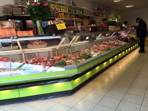koelvitrine toonbank slagerij met plaatkoeling ongeveer 10 m, Zakelijke goederen, Horeca | Keukenapparatuur, Koelen en Vriezen