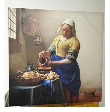 canvas schilderij Vermeer Melkmeisje 90x90cm groot beschikbaar voor biedingen