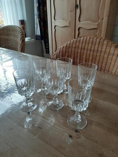 CRISTAL `d ARQUES , LOUVRE - 6 PORT / SHERRY GLAZEN  KRISTAL, Huis en Inrichting, Keuken | Servies, Zo goed als nieuw, Glas of Glazen