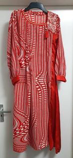 Rood-wit Zijde Jurk Tuniek - Indiase/Marokkaanse Stijl, Kleding | Dames, Jurken, Ophalen of Verzenden, Zo goed als nieuw, Knielengte