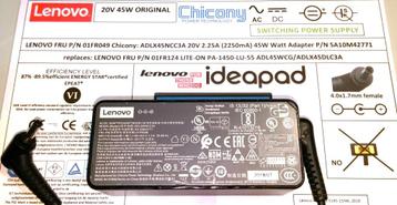 LENOVO 01FR049 Chicony 20V 2.25A 45W Adapter 4.0x1.7mm lader beschikbaar voor biedingen
