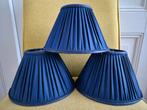 3 Vintage stoffen lampenkapjes kobalt blauw, Blauw, Rond, Ophalen of Verzenden, Zo goed als nieuw