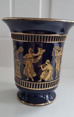 Kobaltblauwe vaas met bladgoud, Fiorentine, 1970, Antiek en Kunst, Antiek | Vazen, Ophalen of Verzenden