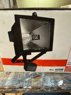 Nieuw! Halogeen buitenlamp 400W - met sensor, Ophalen of Verzenden, Lamp met armatuur, 200 tot 500 watt, Nieuw
