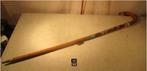 Mooie Antieke Houten Wandelstok met emblemen - 88cm, Ophalen of Verzenden