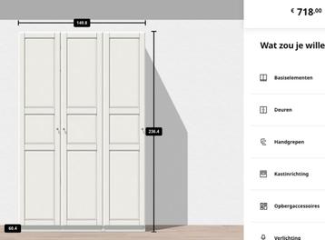 IKEA PAX kledingkast 150x58x236 cm wit beschikbaar voor biedingen