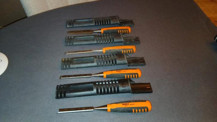 Bahco beitels met houder 4 stuks te koop, Doe-het-zelf en Verbouw, Gereedschap | Handgereedschap, Gebruikt, Ophalen of Verzenden