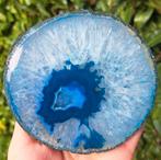 Blauwe Agaat met kristalletjes edelsteen mineraal edelstenen, Ophalen of Verzenden