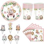 Party pakket Jungle Animal Safari roze 79-delig, Versiering, Sweet-one, Verjaardag, Nieuw