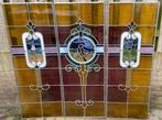 3 antieke glas in lood ramen in Art-Deco stijl., Ophalen, Gevelraam of Ruit, Minder dan 80 cm, Glas in lood