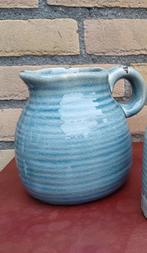 Groen blauw kannetje en felblauwe bloempot, Tuin en Terras, Ophalen, Zo goed als nieuw