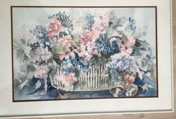BLOEMEN AFBEELDING VAN CORALINE - WITTE LIJST ,PASSE PARTOUT beschikbaar voor biedingen