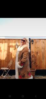 Prachtige lammy lammycoat jas mantel embroidery l/xl, Ophalen of Verzenden, Zo goed als nieuw, Maat 46/48 (XL) of groter, Bruin