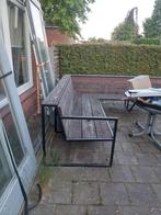 Robuuste stalen hoekbank + tafel, Ophalen, Gebruikt