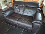 Lederen 2 zits bank donkerbruin, Ophalen, Gebruikt, Minder dan 75 cm, 150 tot 200 cm