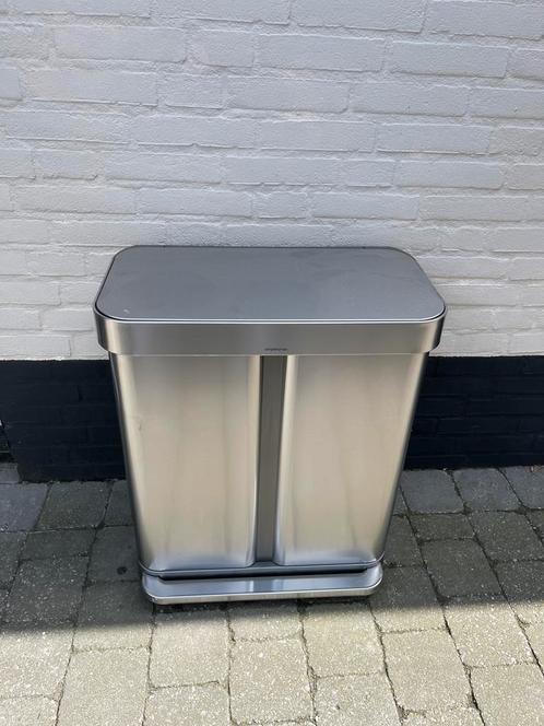 Afvalbak simplehuman, Huis en Inrichting, Woonaccessoires | Prullenbakken, Zo goed als nieuw, Minder dan 50 cm, 40 liter of meer