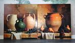 Posters van vazen op hardhout paneel 85x85 cm, Huis en Inrichting, Minder dan 50 cm, Ophalen of Verzenden, Zo goed als nieuw, Schilderij