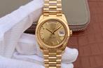 Gouden Day Date Heren Horloge / Luxe Goudkleurig Quartz, Verzenden, Nieuw, Polshorloge