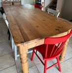 Grenen country style tafel met stoelen - afm: 200 x 90 cm., Huis en Inrichting, Tafels | Eettafels, Ophalen, Gebruikt, Country Style