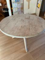 Massief houten tafel - white wash - rond 120, Huis en Inrichting, Tafels | Salontafels, Ophalen, Gebruikt, Rond, 100 tot 150 cm