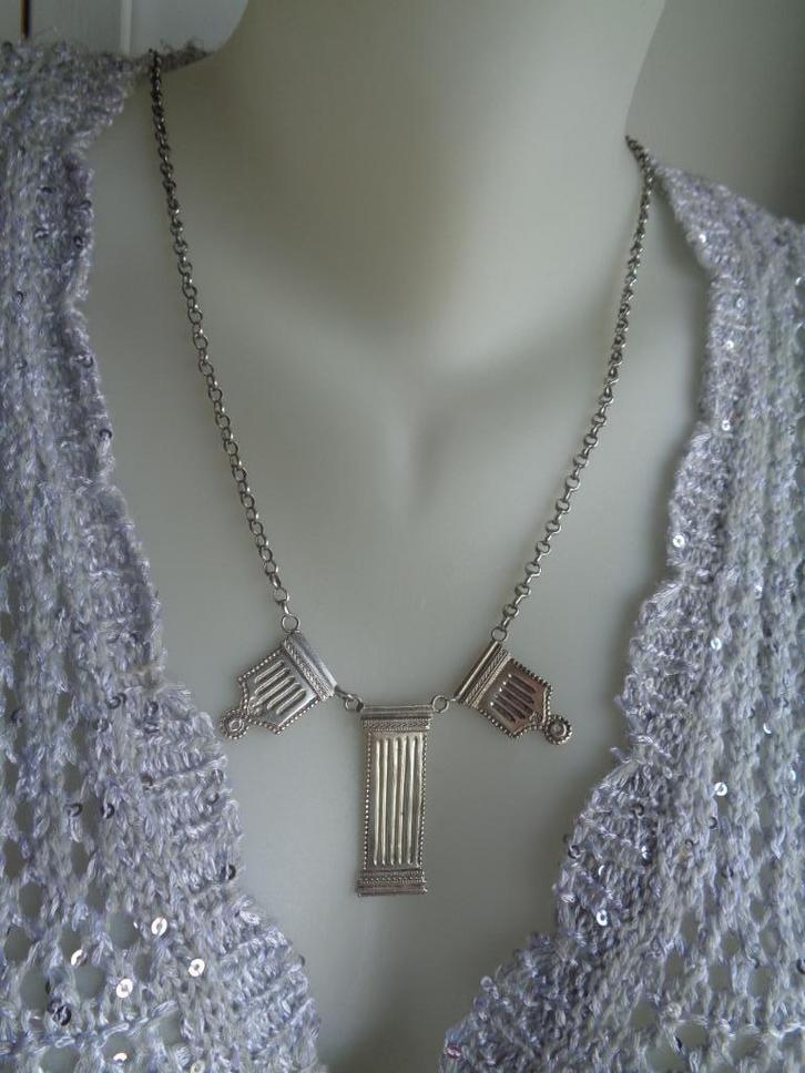 zilveren ketting met oud bijbelslot [166], Sieraden, Tassen en Uiterlijk, Antieke sieraden, Ketting, Zilver, Verzenden