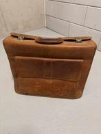 Vintage Hard Leren Akte/laptoptas, Bruin, Aktetas of Boekentas, Nieuw, Leer